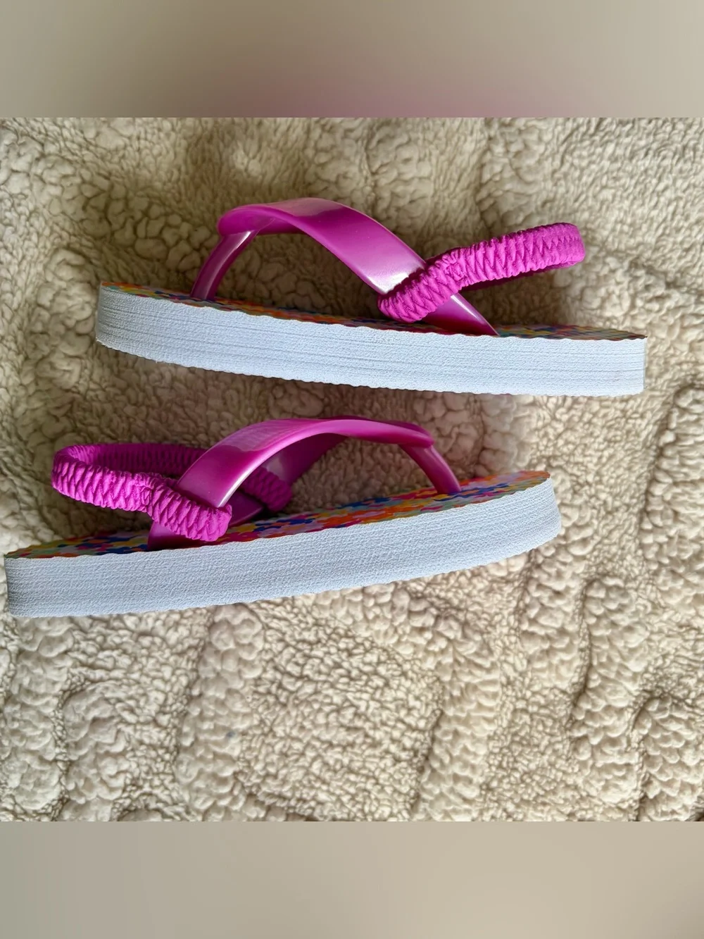 Girls Sandal Bundle - Floral Iridescent Summer Shoes With Ankle Straps, Size 5/6